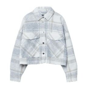 Stradivarius cropped checked overshirt jacket